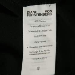 Pre Owned Diane Von Furstenberg Black Jersey Ruched Midi Dress L