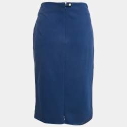 Pre Owned Diane Von Furstenberg Blue Jersey Esme Pencil Skirt L
