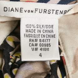 Diane Von Furstenberg Navy Blue Floral Print Silk jersey Trella Mini Dress S
