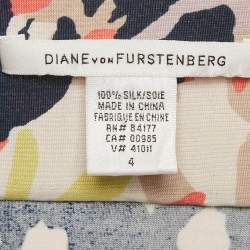 Diane Von Furstenberg Navy Blue Floral Print Silk jersey Trella Mini Dress S