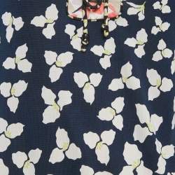 Diane Von Furstenberg Navy Blue Floral Print Silk jersey Trella Mini Dress S