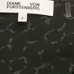 Diane Von Furstenberg Black Chiffon Dobby Wrap Dress S