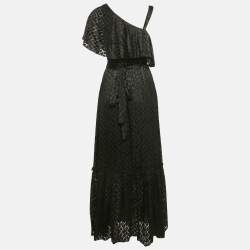 Diane Von Furstenberg Black Chiffon Dobby Wrap Dress S