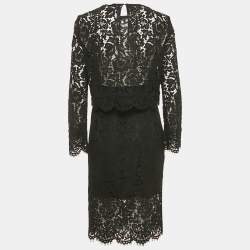 Diane Von Furstenberg Black Lace Yeva Top and Skirt Set L