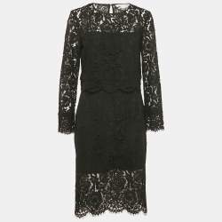Diane Von Furstenberg Black Lace Yeva Top and Skirt Set L