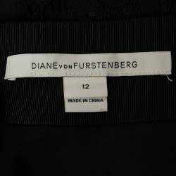 Diane Von Furstenberg Black Lace Yeva Top and Skirt Set L