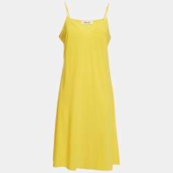 Diane von Furstenberg Yellow Floral Print Silk Long Dress S