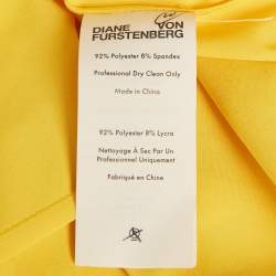 Diane von Furstenberg Yellow Floral Print Silk Long Dress S