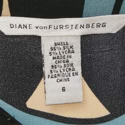 Pre Owned Diane Von Furstenberg Multicolor Printed Silk Shift Dress M