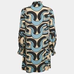 Pre Owned Diane Von Furstenberg Multicolor Printed Silk Shift Dress M