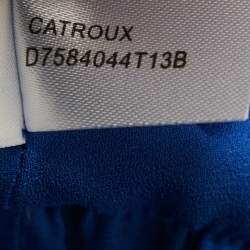 Pre Owned Diane Von Furstenberg Blue Silk Catroux Wrap Dress S