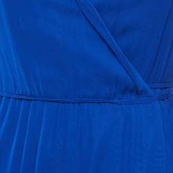 Pre Owned Diane Von Furstenberg Blue Silk Catroux Wrap Dress S