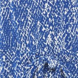 Diane Von Furstenberg Blue Printed Off-Shoulder Jumpsuit XL