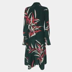Diane Von Furstenberg Green Printed Silk Dress S