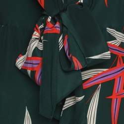 Diane Von Furstenberg Green Printed Silk Dress S