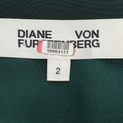 Diane Von Furstenberg Green Printed Silk Dress S