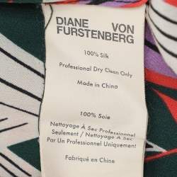 Diane Von Furstenberg Green Printed Silk Dress S
