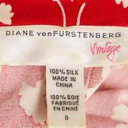 Pre Owned Diane Von Furstenberg Vintage Red Printed Silk Jersey St.Jude Wrap Dress XS