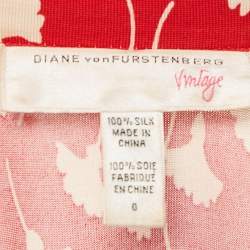 Pre Owned Diane Von Furstenberg Vintage Red Printed Silk Jersey St.Jude Wrap Dress XS