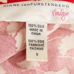 Pre Owned Diane Von Furstenberg Vintage Red Printed Silk Jersey St.Jude Wrap Dress XS