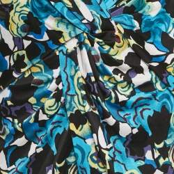 Pre Owned Diane Von Furstenberg Blue Printed Jersey Twist-Front Emmaline Mini Dress M