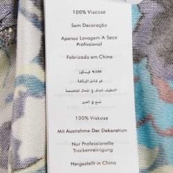 Pre Owned Diane Von Furstenberg Blue Printed Jersey Twist-Front Emmaline Mini Dress M