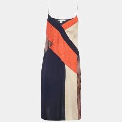 Diane Von Furstenberg Multicolor Textured Silk Frederica Midi Dress M