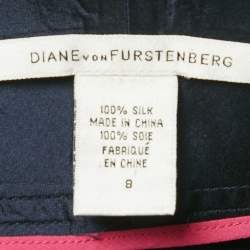 Pre Owned Diane Von Furstenberg Navy Blue Silk Shorts M