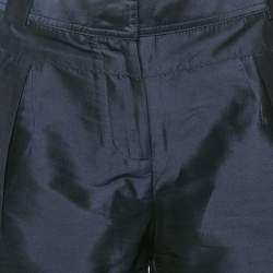 Pre Owned Diane Von Furstenberg Navy Blue Silk Shorts M