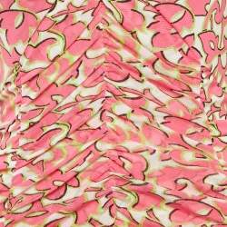 Diane Von Furstenberg Pink Printed Mesh Ruched Dress M
