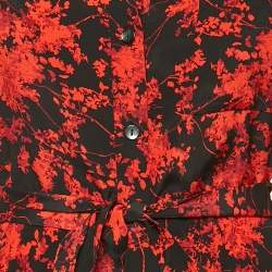 Pre Owned Diane Von Furstenberg Black/Red Printed Silk Prita Dress M