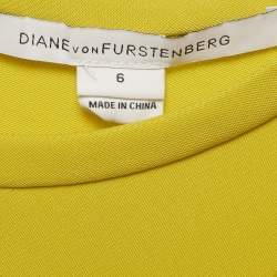 Pre Owned Diane Von Furstenberg Acid Yellow Jersey Oka Sheath Dress M