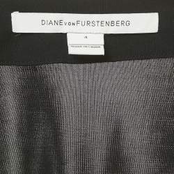 Pre Owned Diane Von Furstenberg Black Floral Print Jersey and Crepe Valerie Dress S