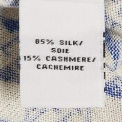 Pre Owned Diane Von Furstenberg Blue Printed Silk Blend Knit Top XS