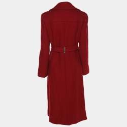 Pre Owned Diane von Furstenberg Red Wool Belted Overcoat S