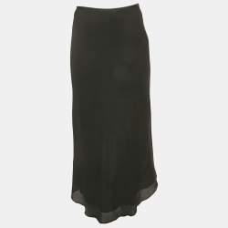 Pre Owned Diane Von Furstenberg Blue Silk Ruffled Asymmetric Skirt M