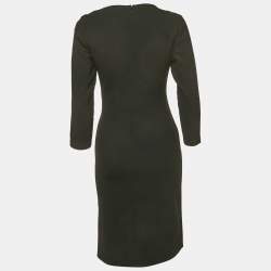 Pre Owned Diane Von Furstenberg Black Stretch Crepe Draped Elliana Dress S