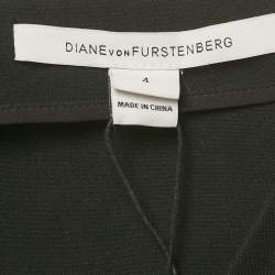 Pre Owned Diane Von Furstenberg Black Stretch Crepe Draped Elliana Dress S
