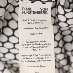 Pre Owned Diane Von Furstenberg White/Black Dot Print Stretch Silk Belted Maxi Dress XL