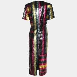 Pre Owned Diane Von Furstenberg Multicolor Sequined Midi Dress M