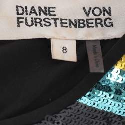 Pre Owned Diane Von Furstenberg Multicolor Sequined Midi Dress M