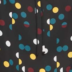 Pre Owned Diane Von Furstenberg Black Polka Dot Print Crepe Blouson Sleeve Tunic Top M