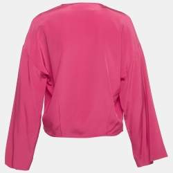 Pre Owned Diane Von Furstenberg Fuchsia Pink Silk Loose Fit Top S