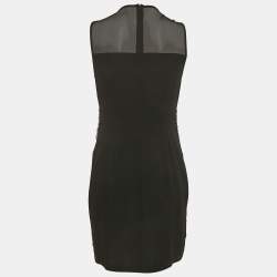 Pre Owned Diane Von Furstenberg Black Embellished Crepe Mini Dress M