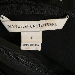 Pre Owned Diane Von Furstenberg Black Embellished Crepe Mini Dress M