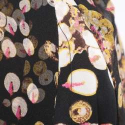 Pre Owned Diane Von Furstenberg Black Printed Silk Halter Neck Dress S