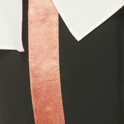 Pre Owned Diane Von Furstenberg Black/White Crepe Strapless Side Tape Jumpsuit S