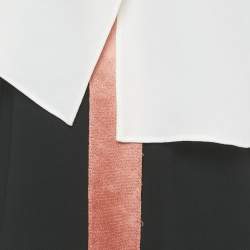 Pre Owned Diane Von Furstenberg Black/White Crepe Strapless Side Tape Jumpsuit S