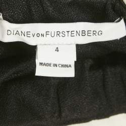 Pre Owned Diane Von Furstenberg Black/White Crepe Strapless Side Tape Jumpsuit S