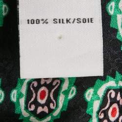 Pre Owned Diane Von Furstenberg Black Printed Silk Flared Jumpsuit S